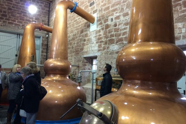 Stills inside of Annandale Distillery