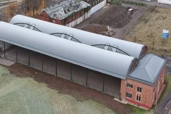 Birds eye view of Gas Purifier Sheds, Dalmarnock
