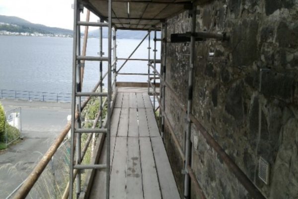 Scaffolding up on building at Stuart Street, Millport, Great Cumbrae